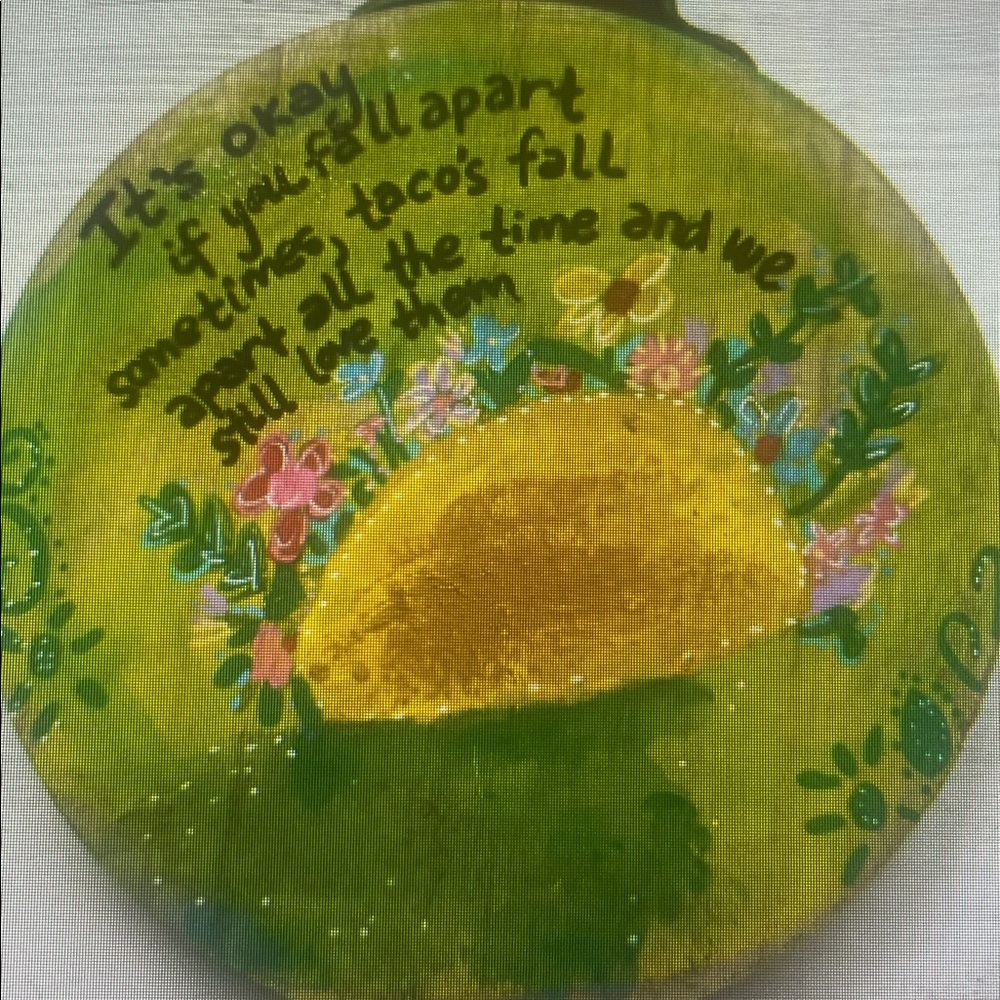 Hand-Painted Green and Yellow Taco Art